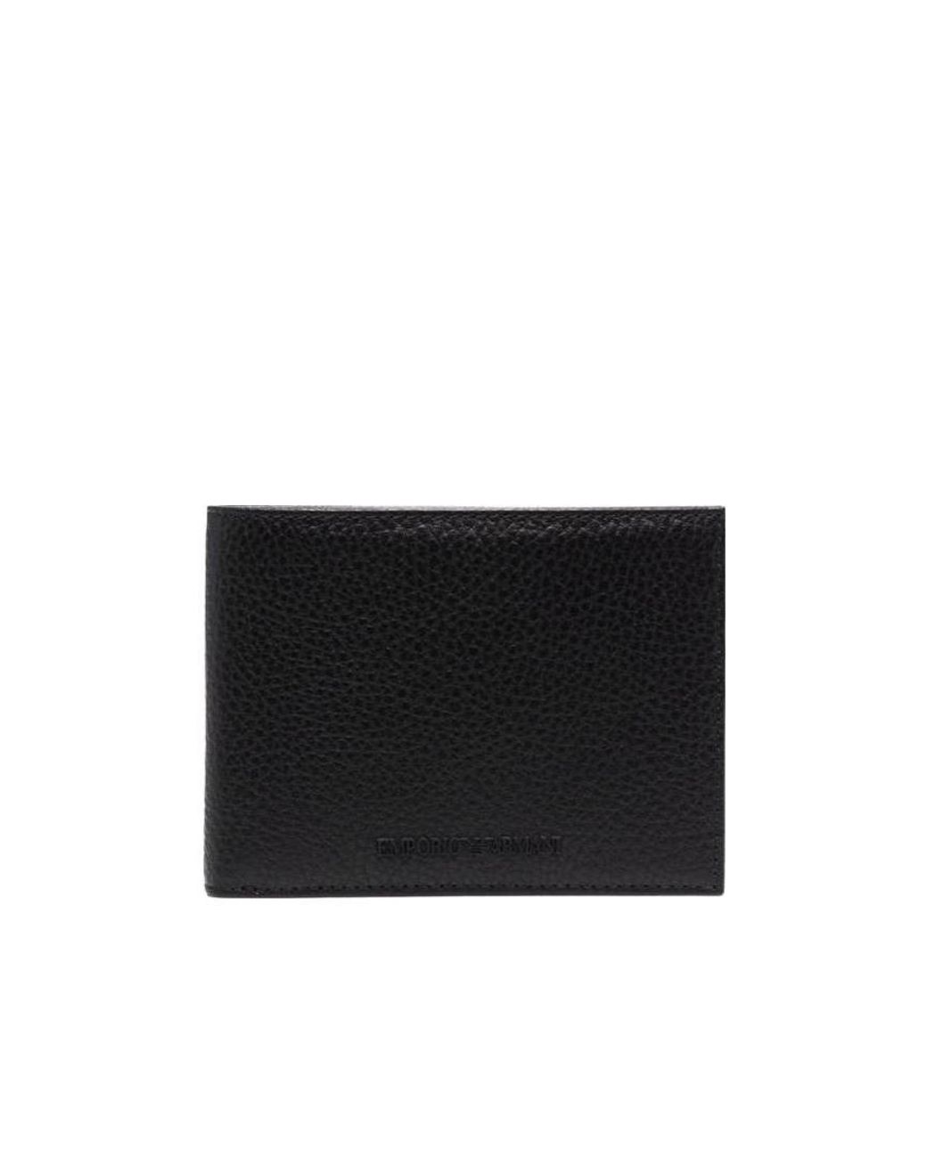 Emporio Armani Black Logo Lettering Bi-Fold Wallet for men