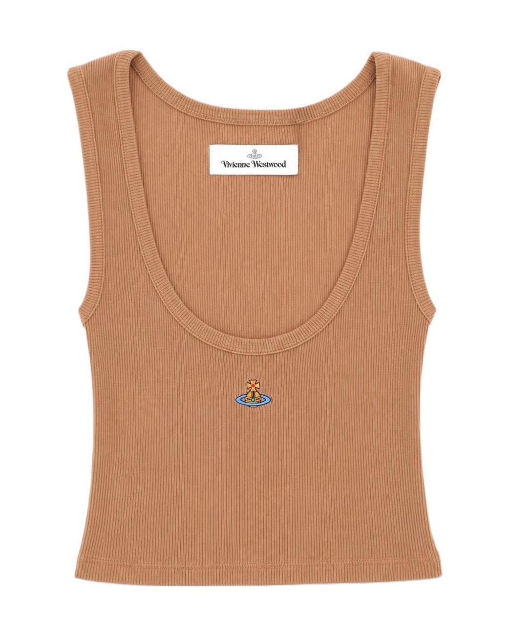 Vivienne Westwood Brown Ribbed Scoop-Neck Top