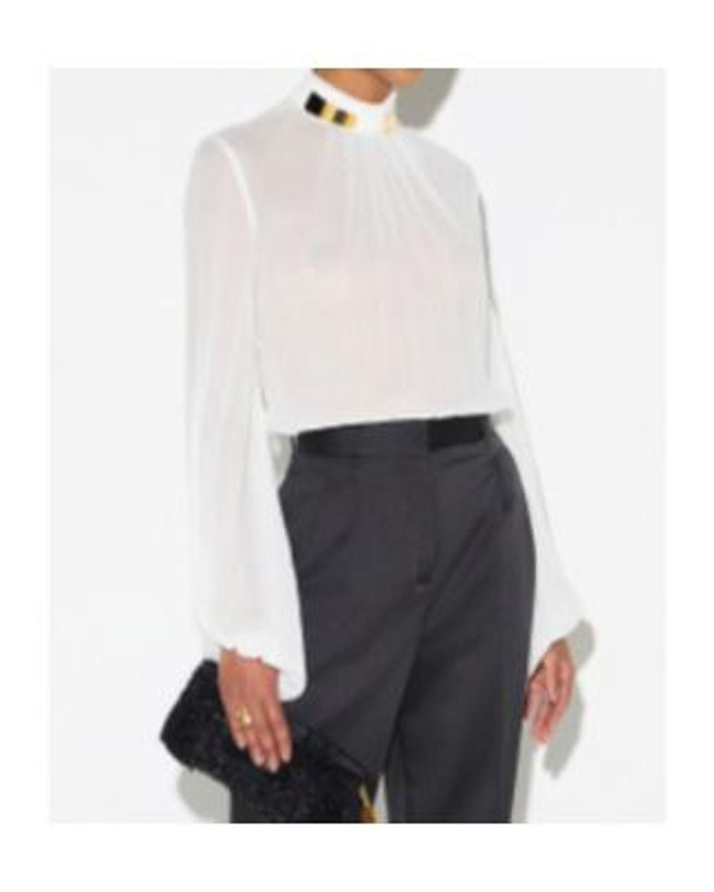 Elisabetta Franchi White Pleated High-Neck Bodysuit