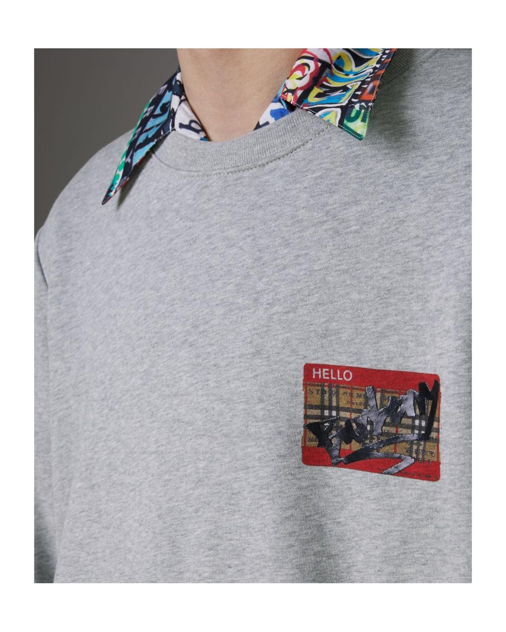Burberry Gray Long-Sleeved Logo Sweater for men