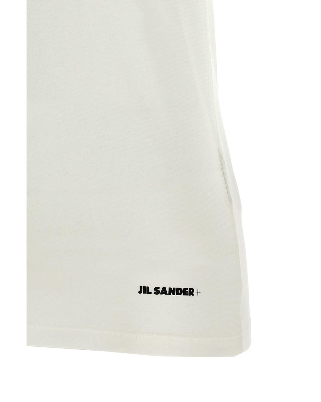 Jil Sander White Logo Printed Crewneck T-Shirt