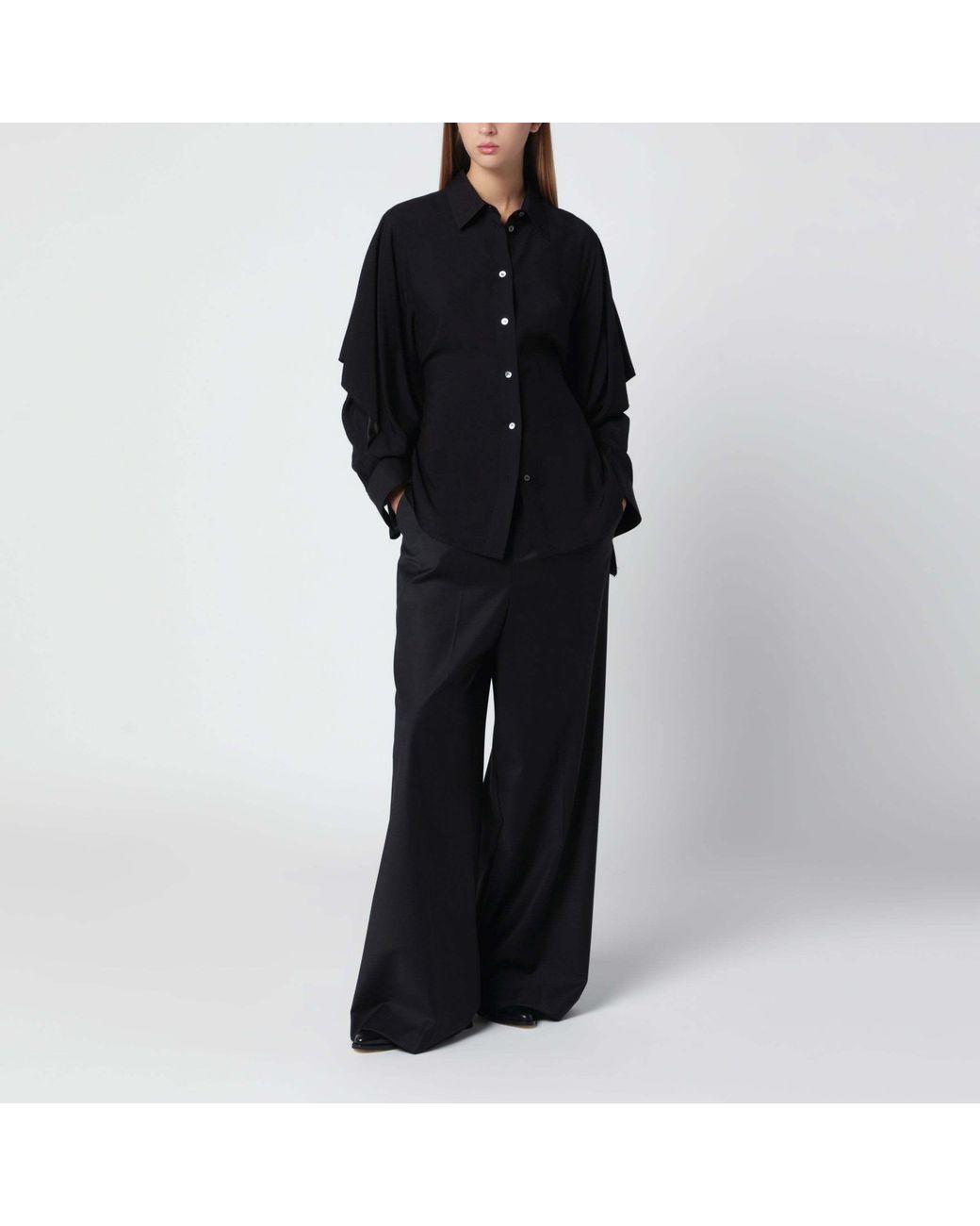 Maison Margiela Blue Draped Cape Shirt Top