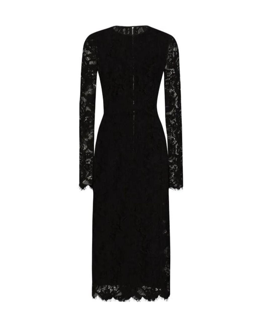 Dolce & Gabbana Black Lace Midi Dress