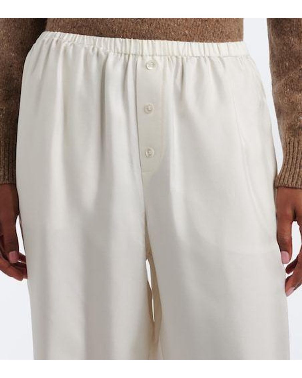 Rohe White Silk Wide-Leg Pants