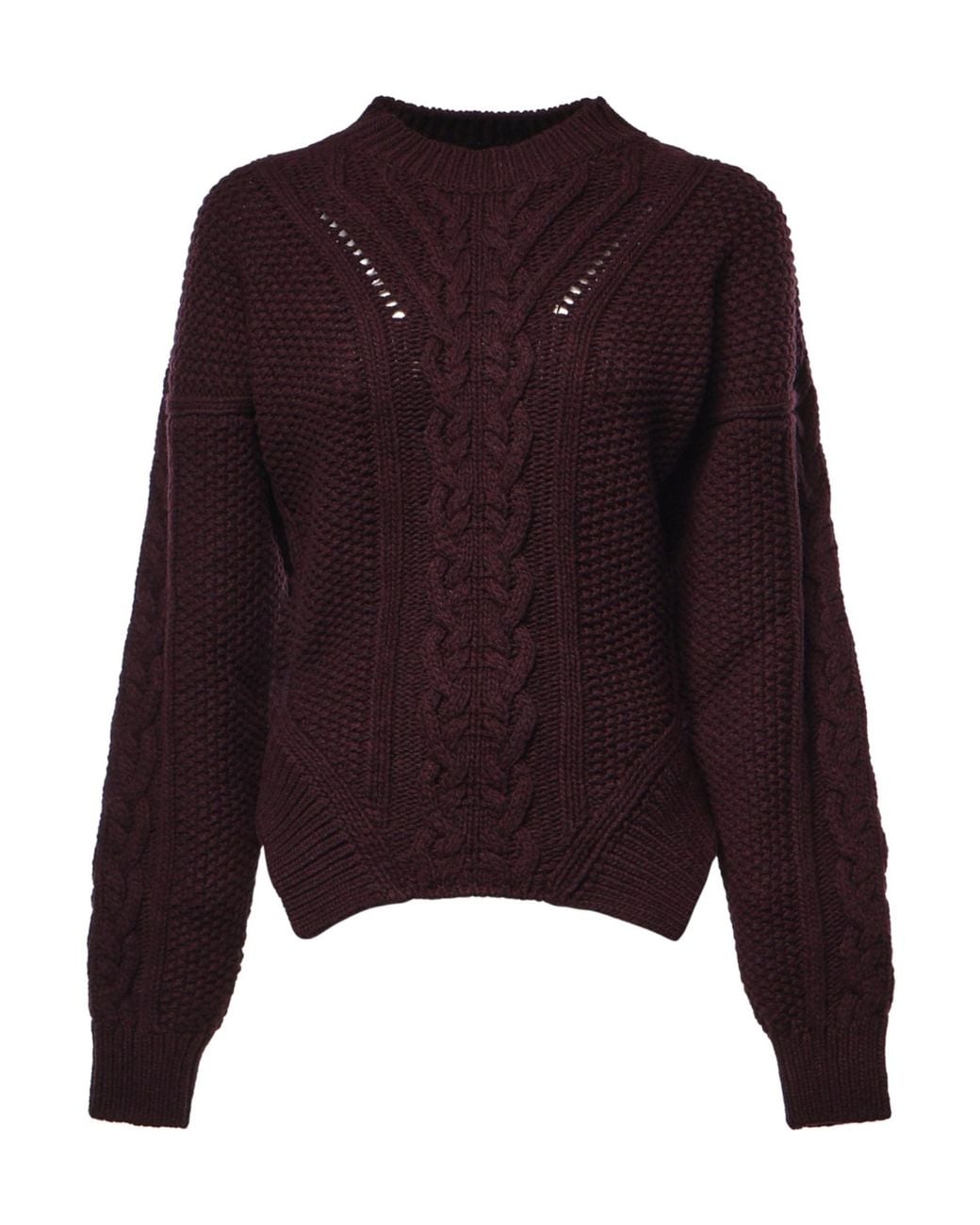 Dondup Purple Cable-Knit Crew Neck Knitted Sweater