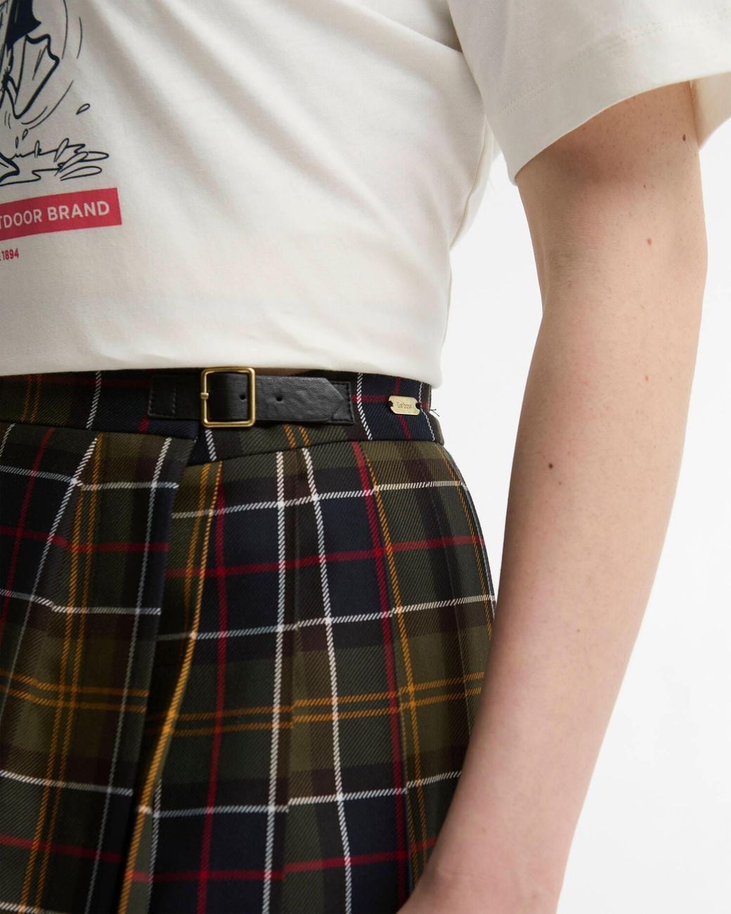Barbour Black Irene Tartan Midi Skirt