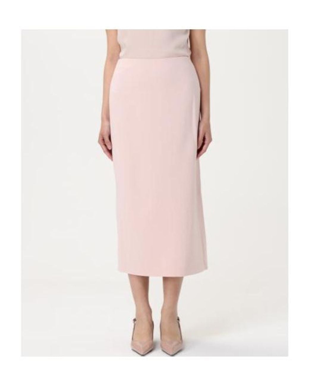 Theory Pink Admiral Straight Hem Midi Skirt