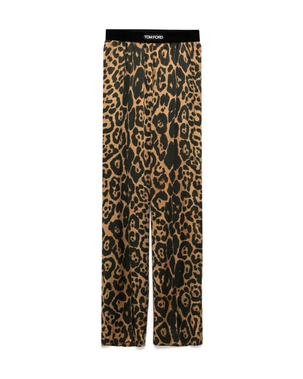 Tom Ford Natural Leopard Printed Wide Leg Pants
