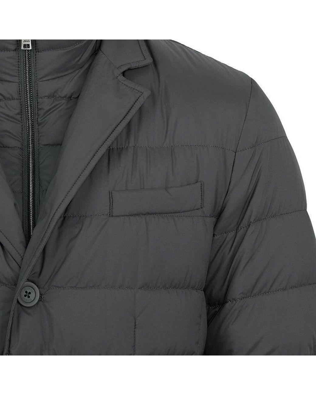 Herno Gray La Giacca High Neck Quilted Coat for men