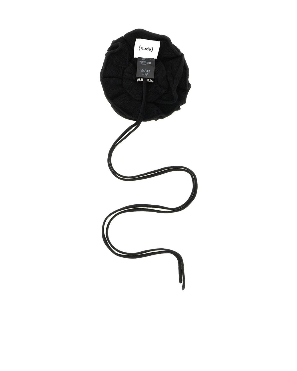Nude Black Knitted Brooch With Lace