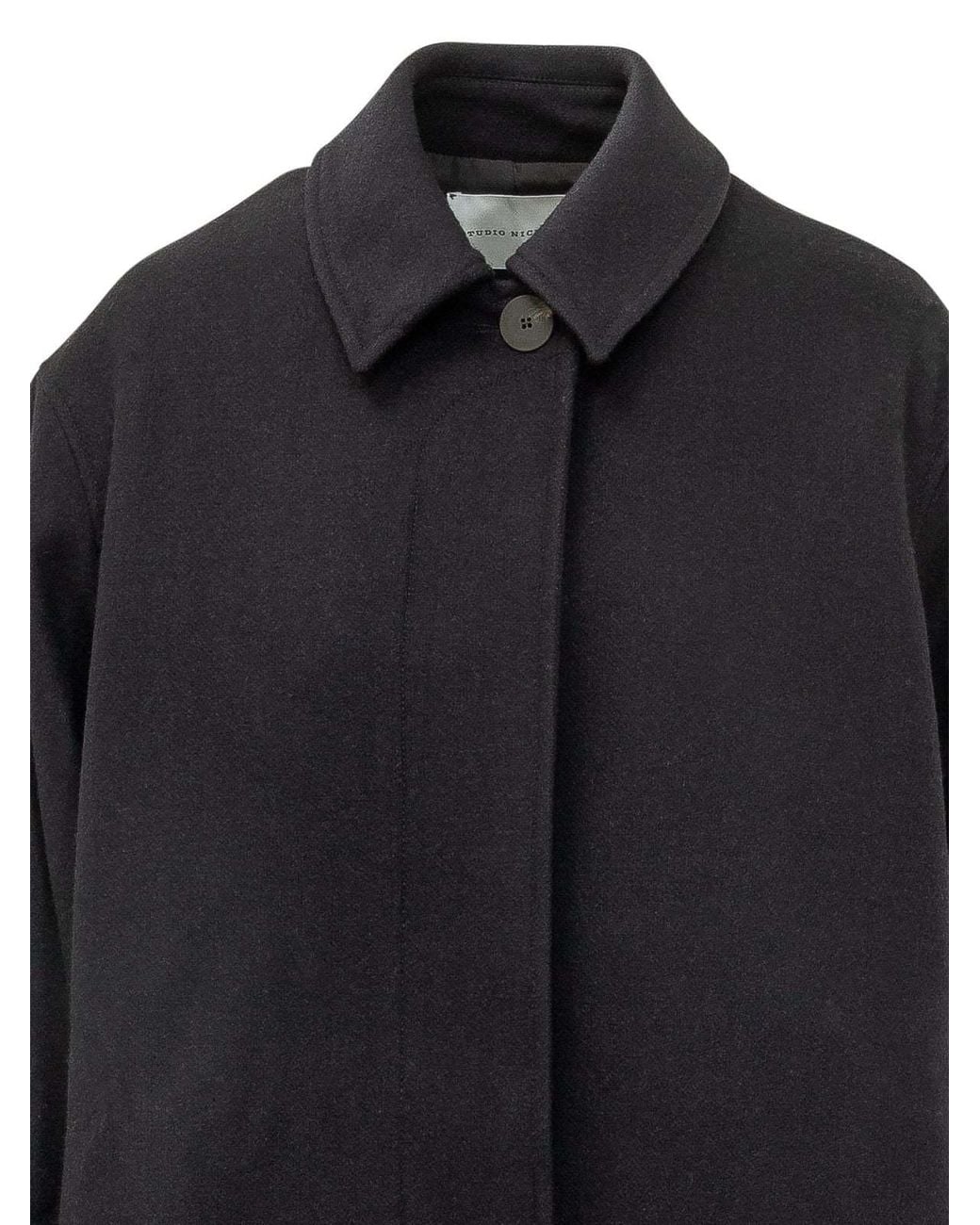 Studio Nicholson Black Rounded Overcoat