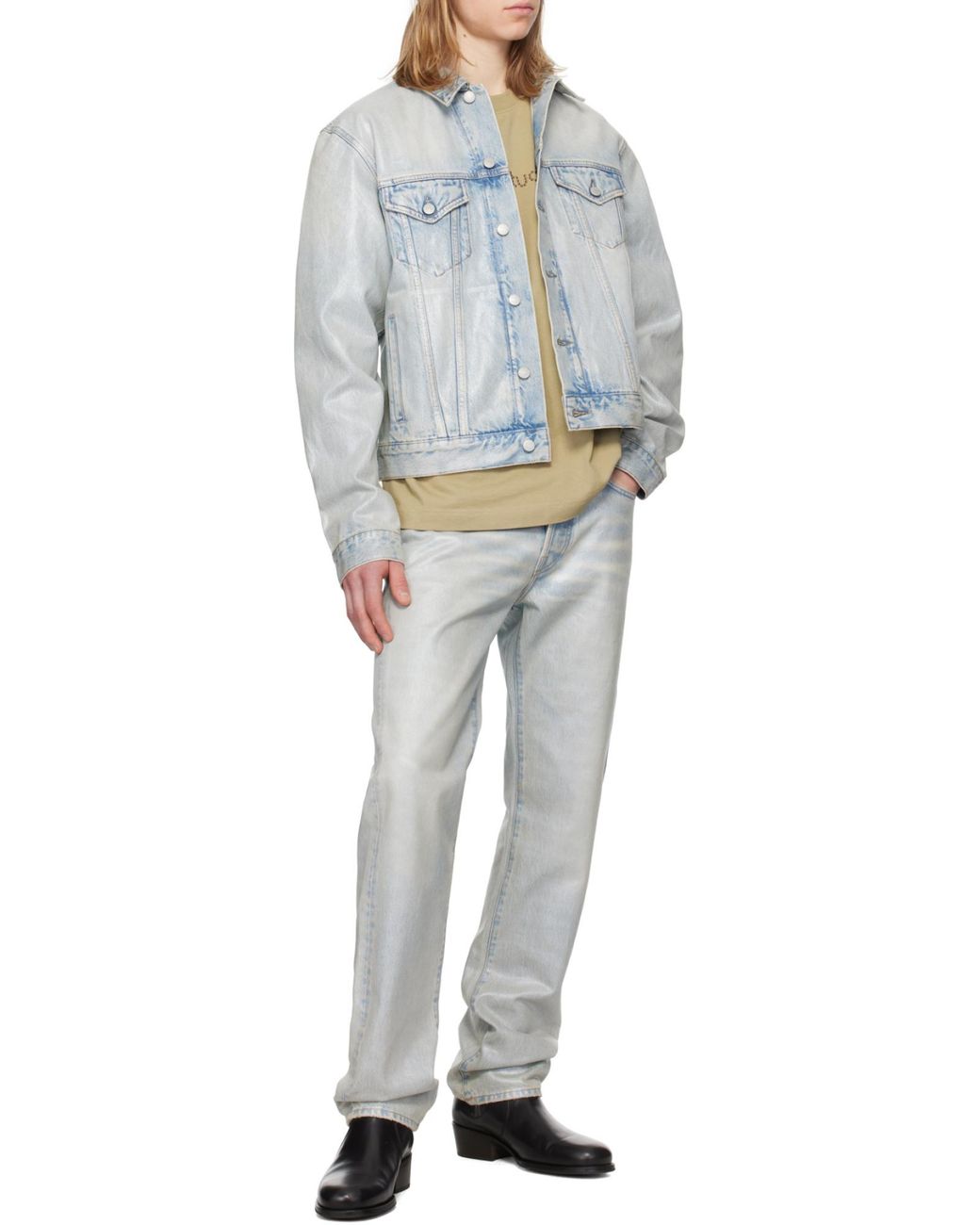 Acne Natural Logo Studded Crewneck T-Shirt for men