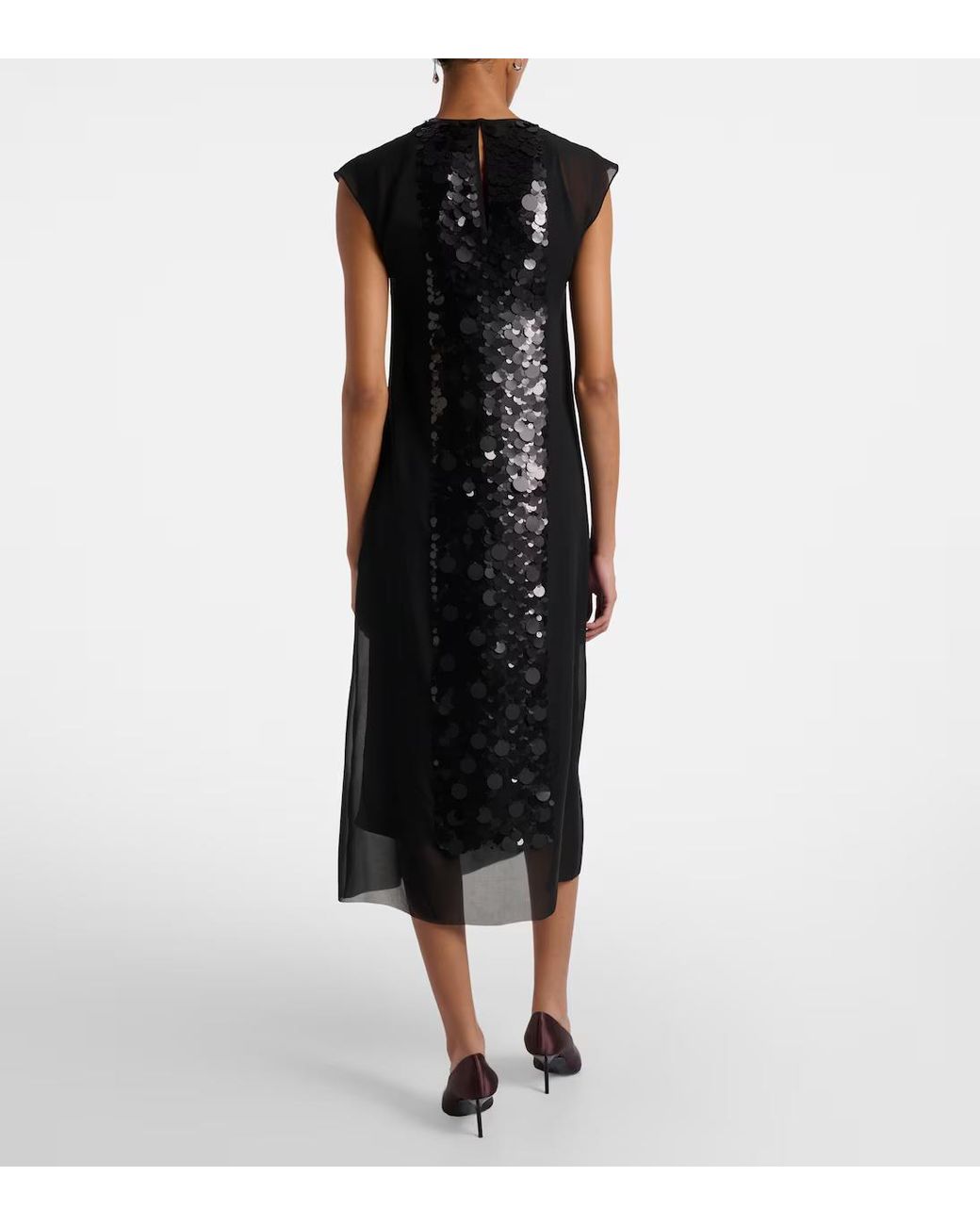 Joseph Black Shimmering Chiffon Midi Dress