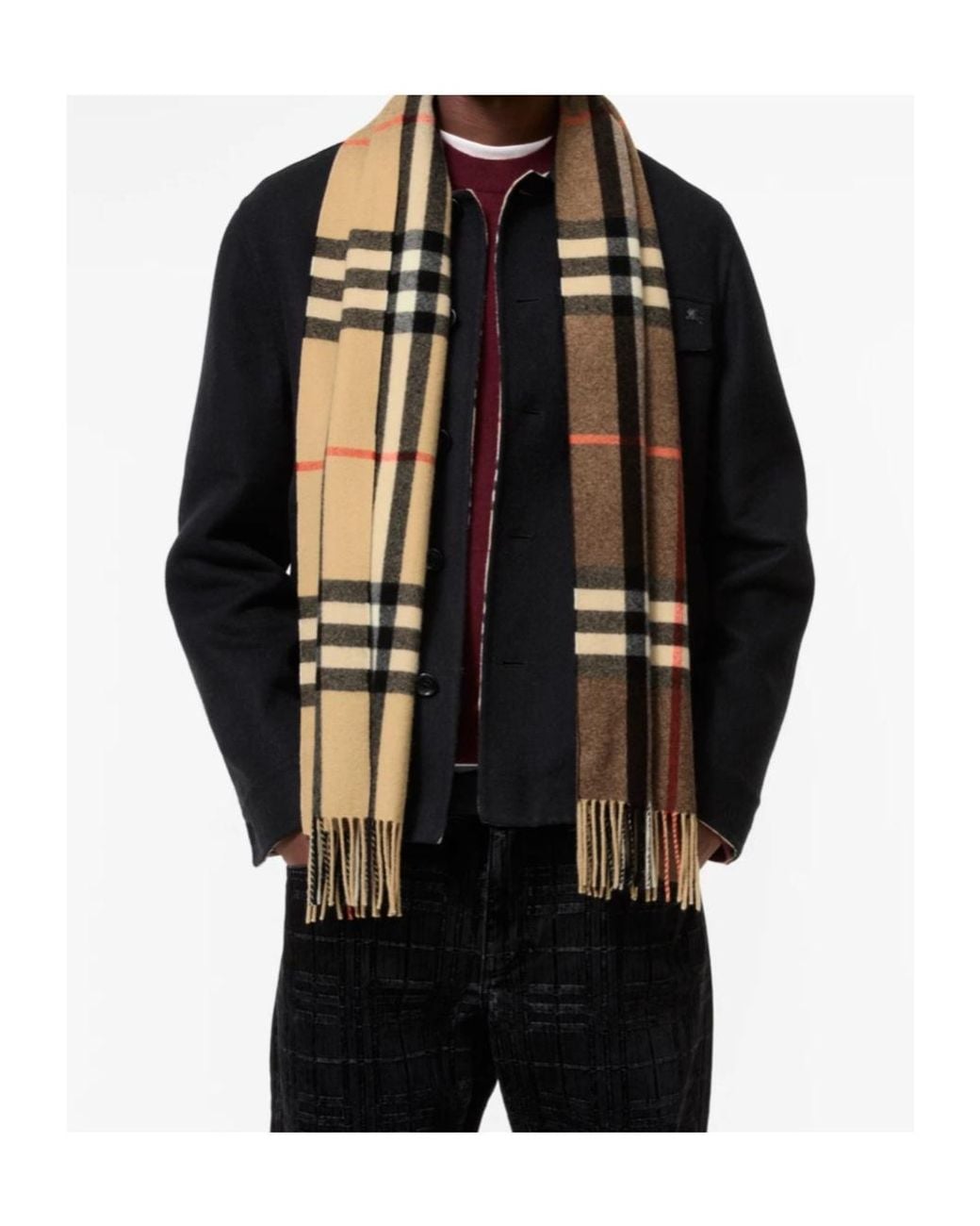 Burberry Multicolor Gradient Check Cashmere Scarf for men