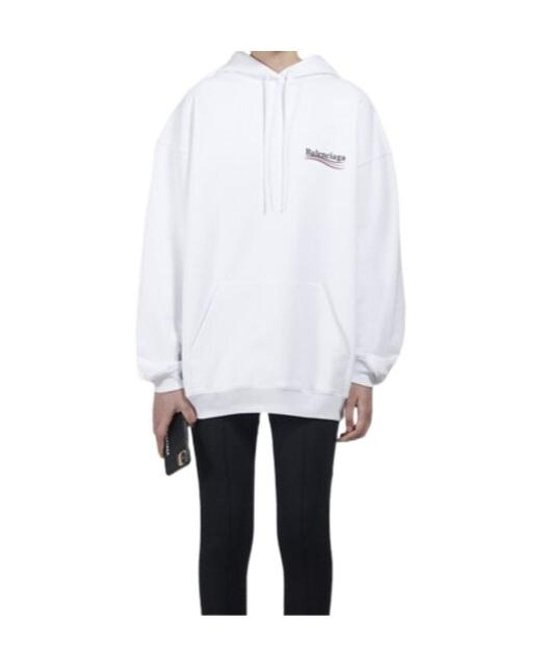 Balenciaga White Felpa Con Cappuccio Political Campaign Hoodie Large Fit Da Donna