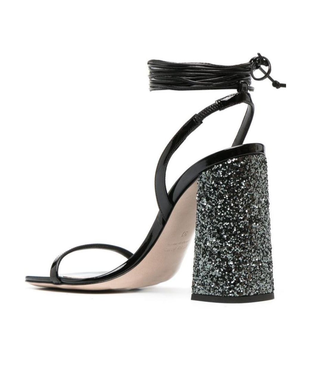 Miu Miu Black Glitter-Heel Sandals