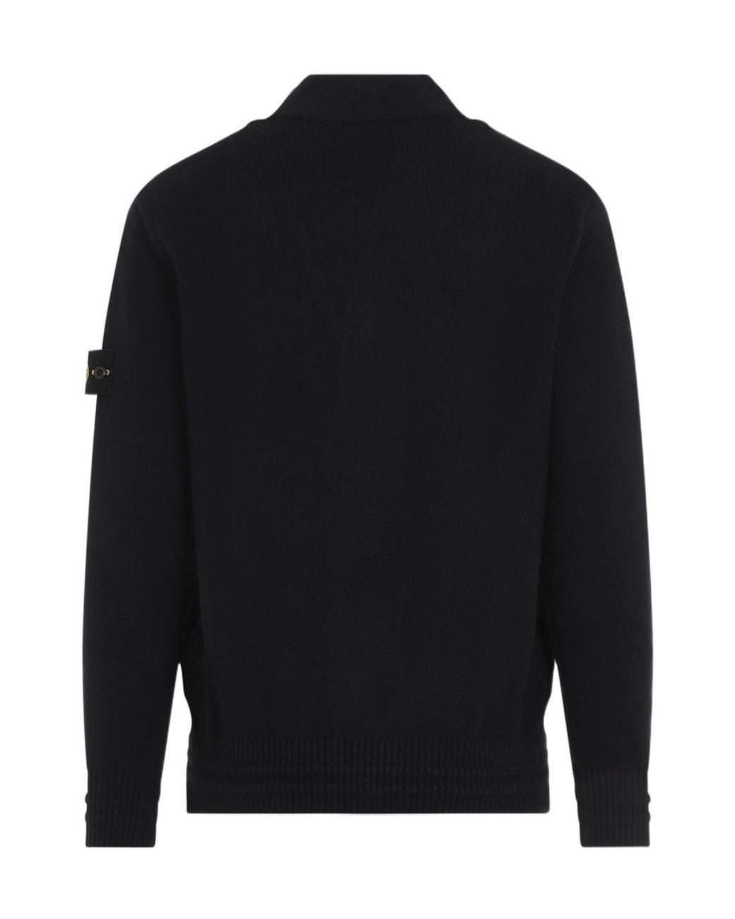 Stone Island Blue Logo Patch V-Neck Cardigan for men