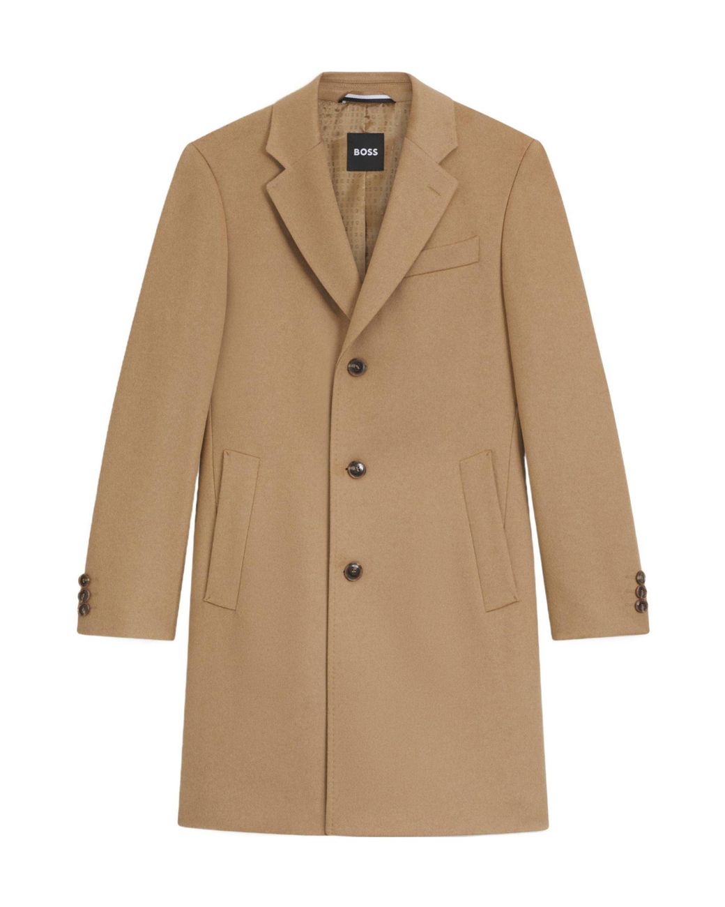 Boss Natural Solid Color Overcoat for men