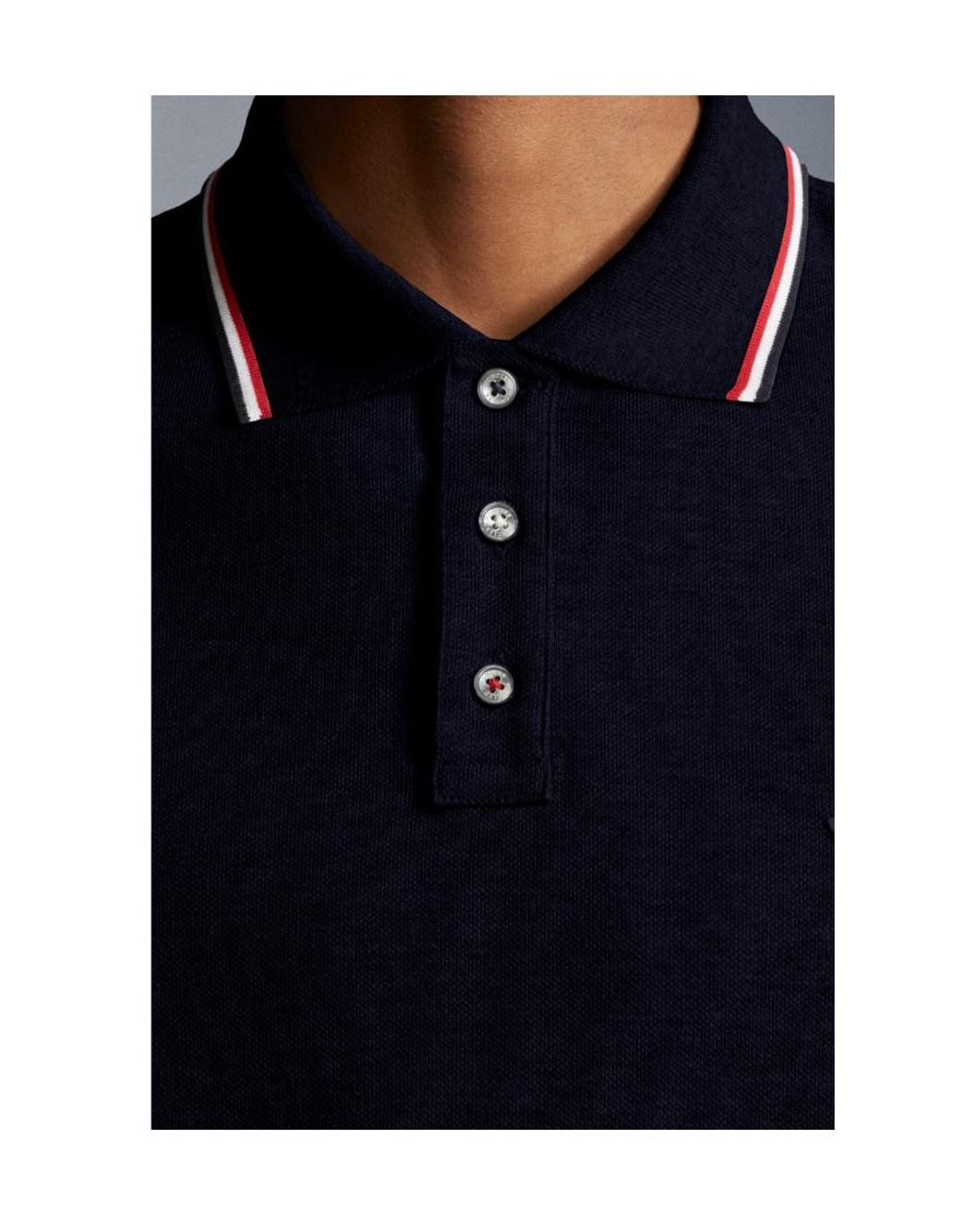 Moncler Blue Logo Patch Short-Sleeved Polo Shirt for men