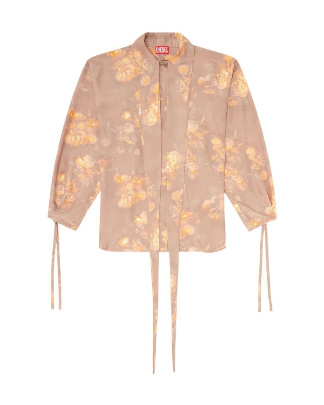 DIESEL White C-Allas-T1 Floral Tie-Neck Shirt