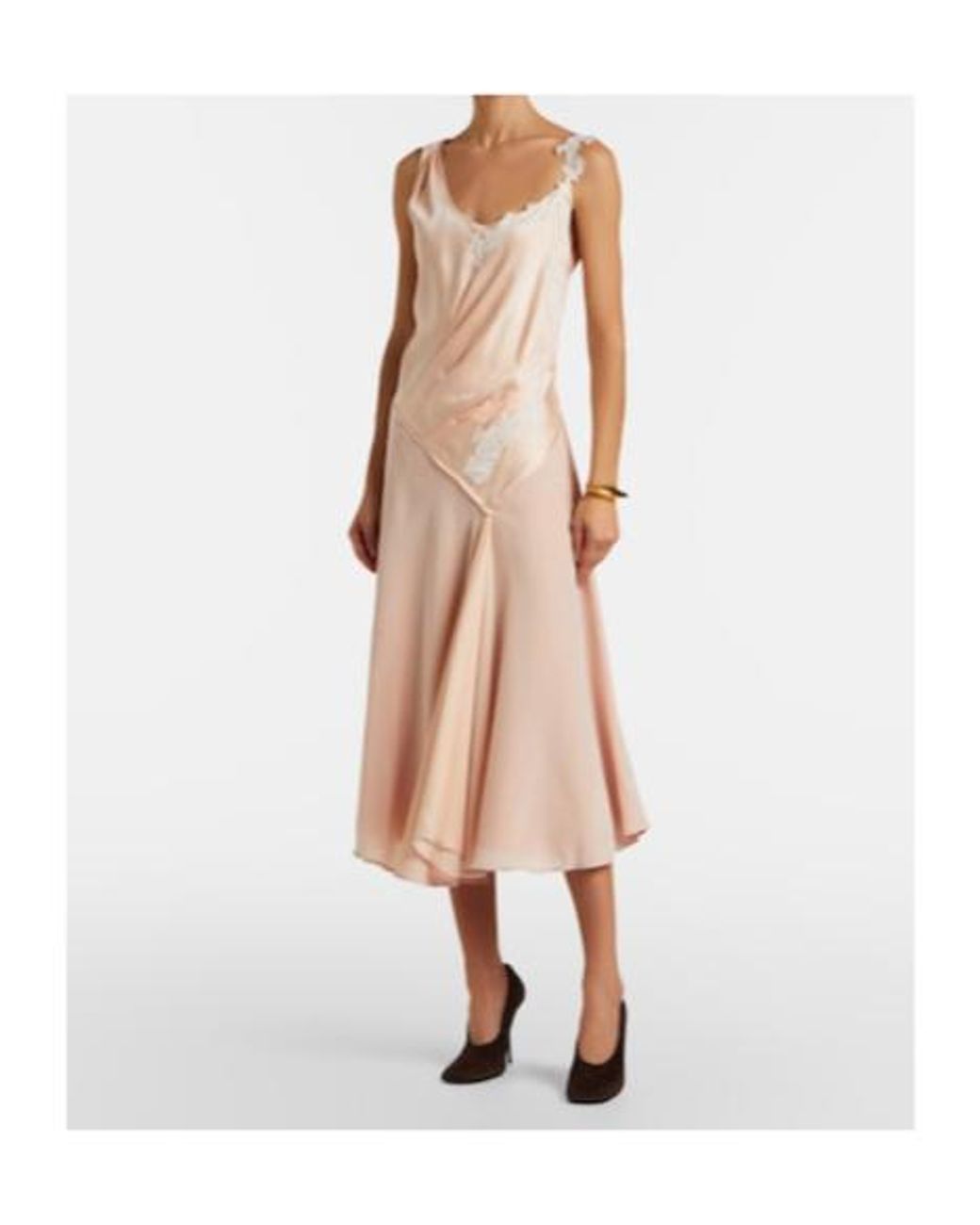 Victoria Beckham Pink Lace-Trimmed Crêpe Satin Midi Dress