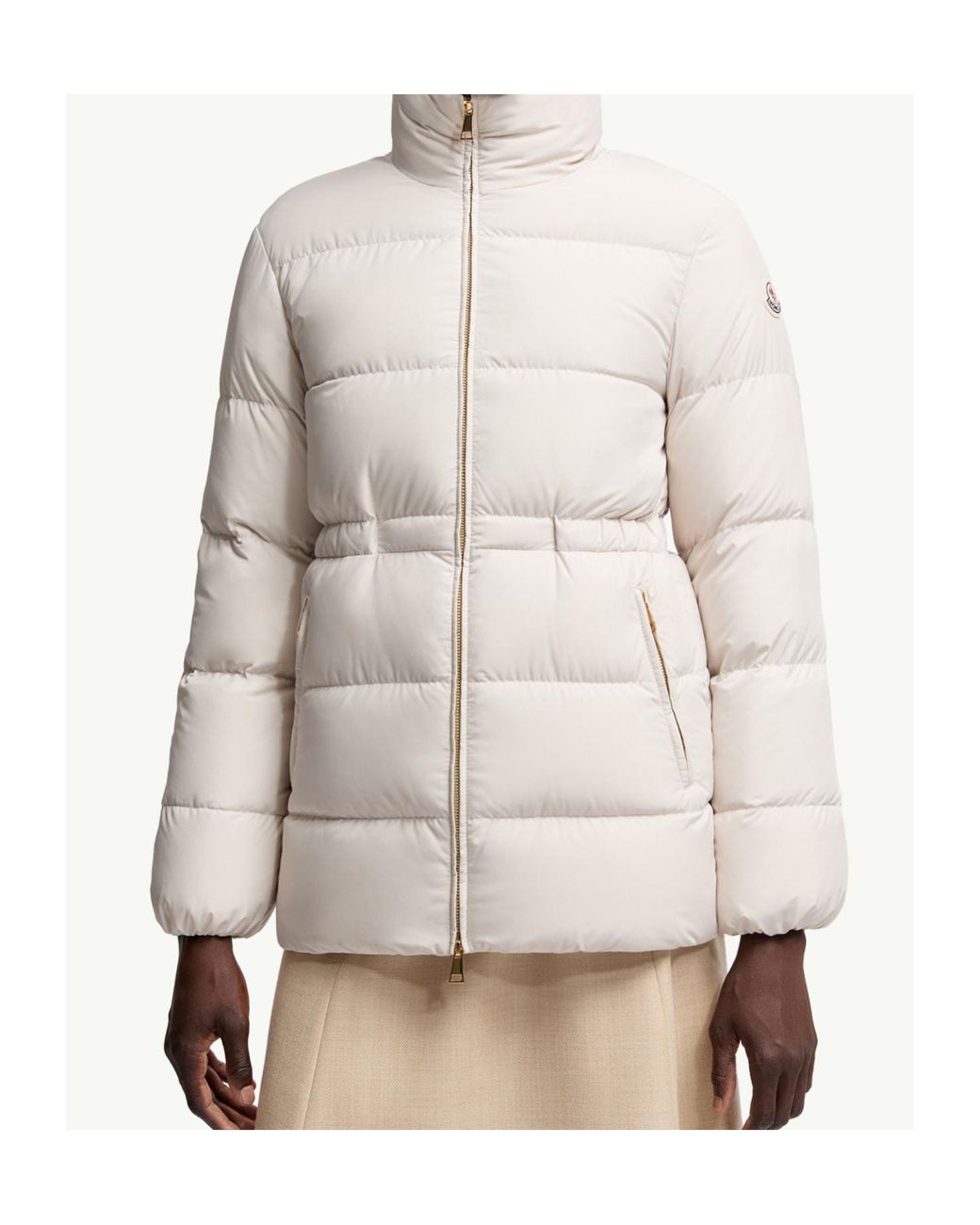 Moncler White Brossette Zip-Up Puffer Jacket