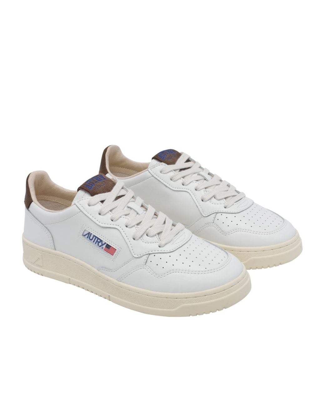 Autry White Perforated Low-Top Sneakers for men
