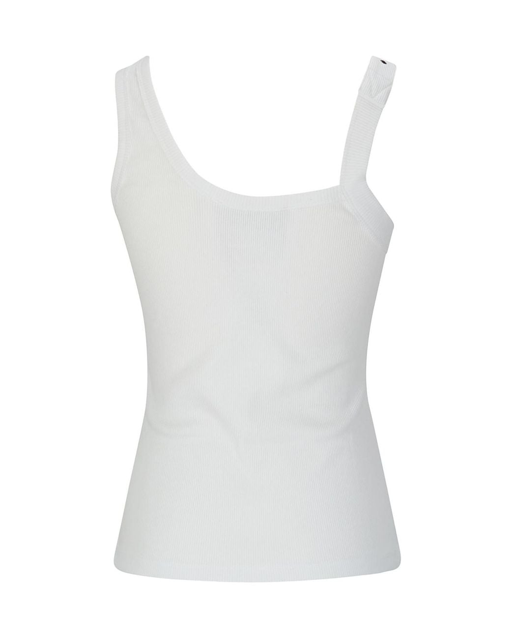 Versace Jeans White Couture Buckle-Embellished Ribbed Tank Top