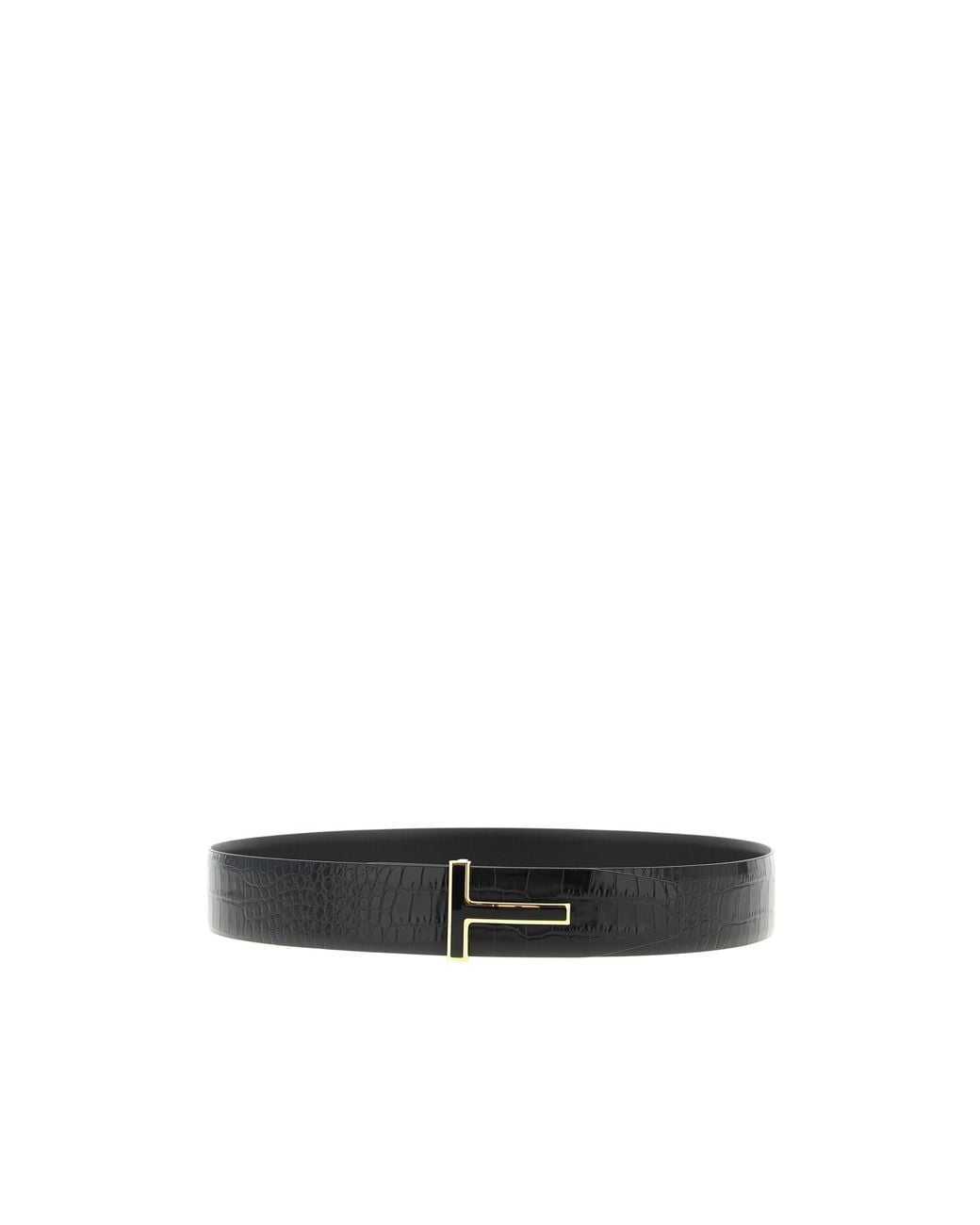 Tom Ford White Reversible Crocodile-Effect Logo Belt for men
