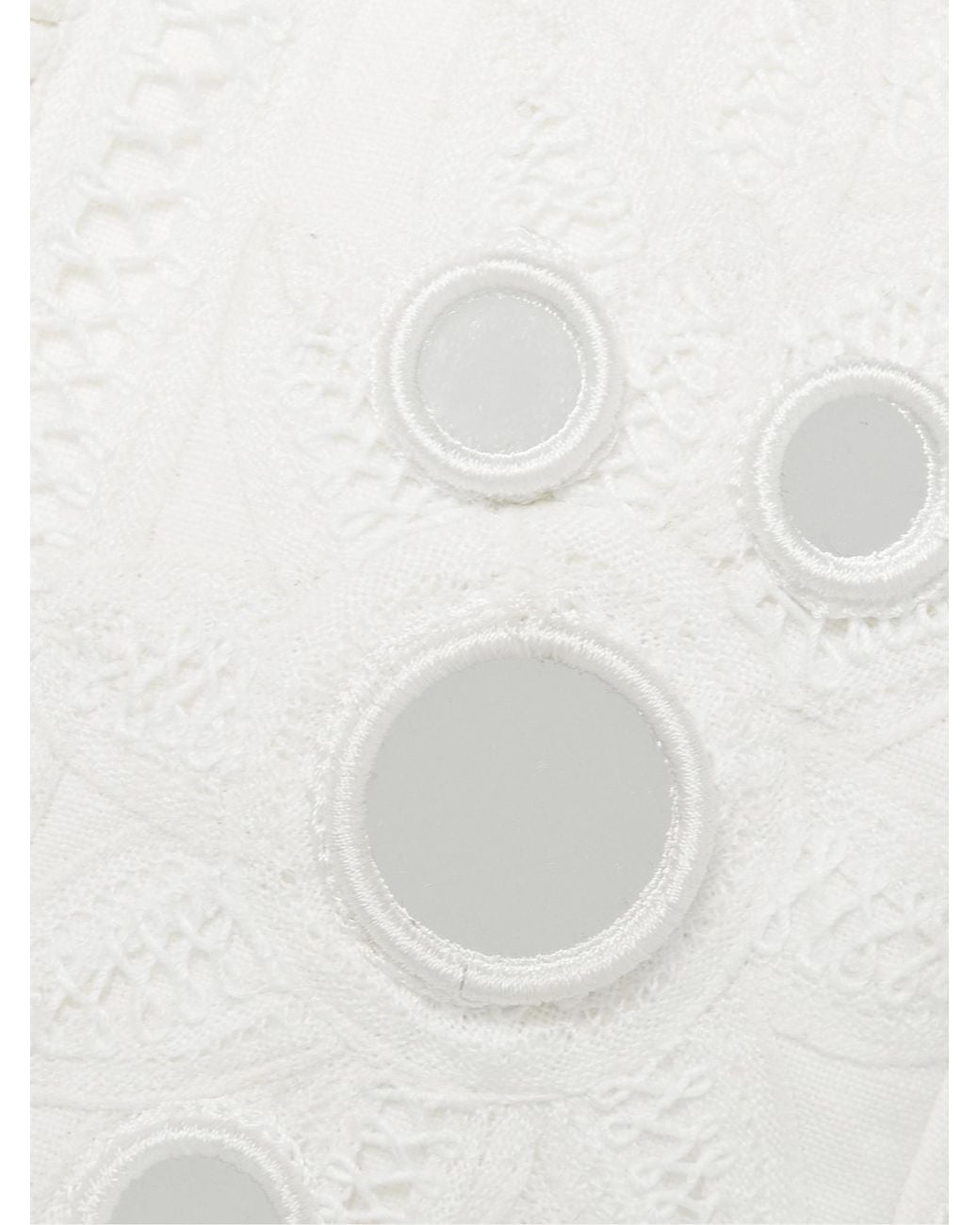 LoveShackFancy White Cropped Paillette-Embellished Embroidered Linen Top