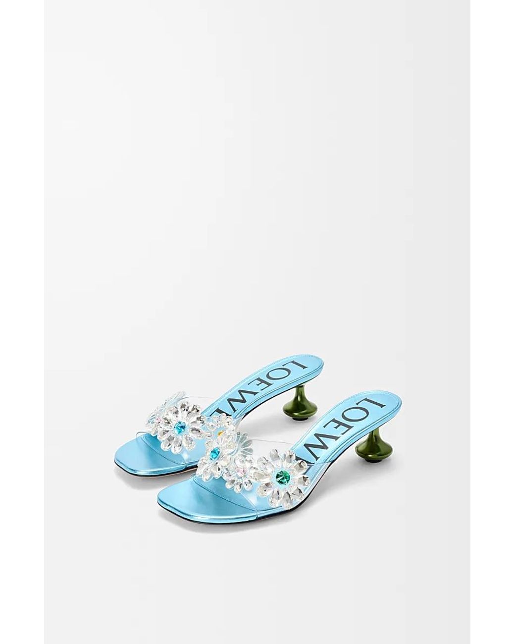 Loewe Blue Floral High-Heeled Sandals