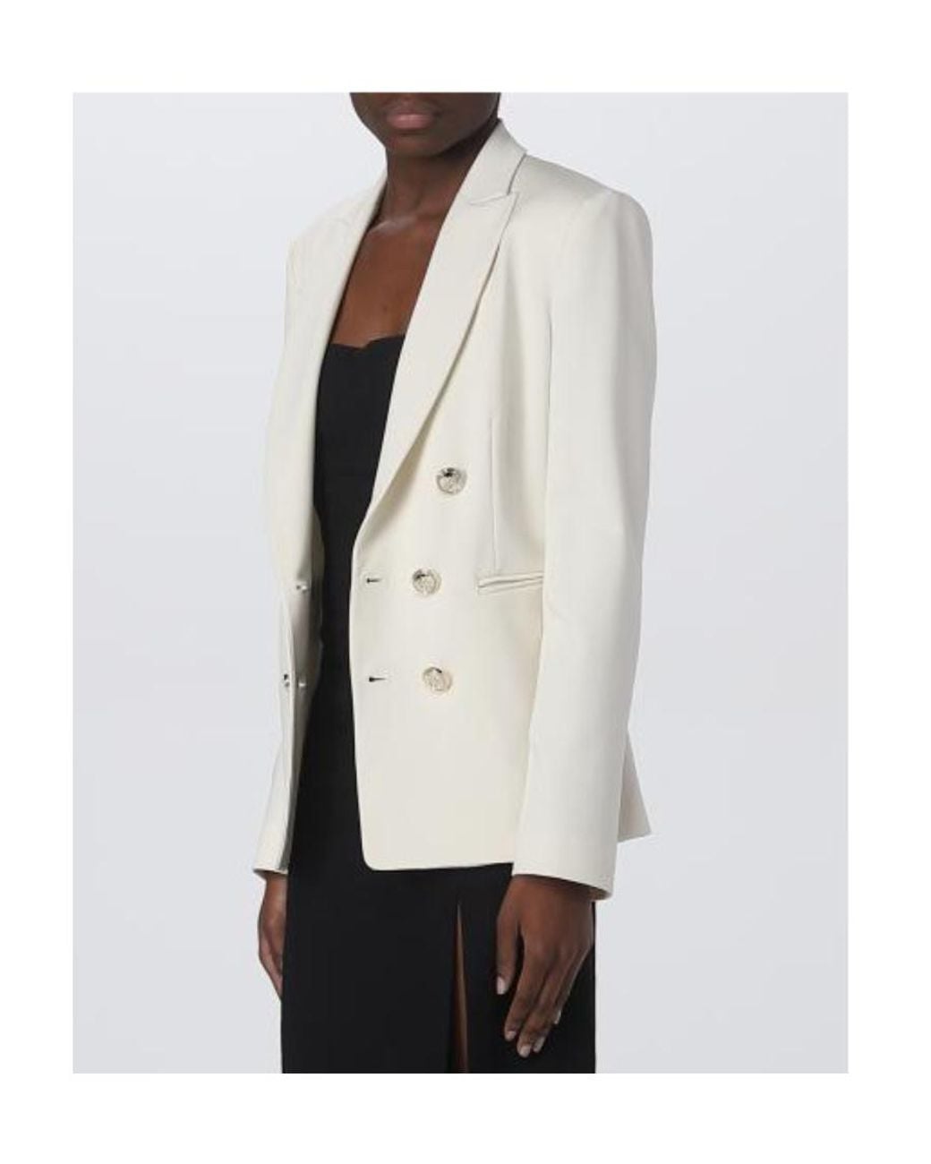 Pinko White Logo-Button Double-Breasted Blazer