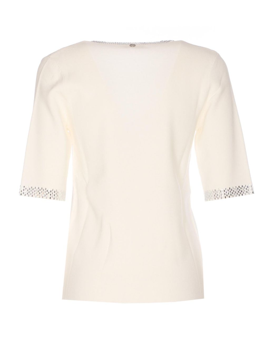 Liu Jo Natural Embellished V-Neck Jumper