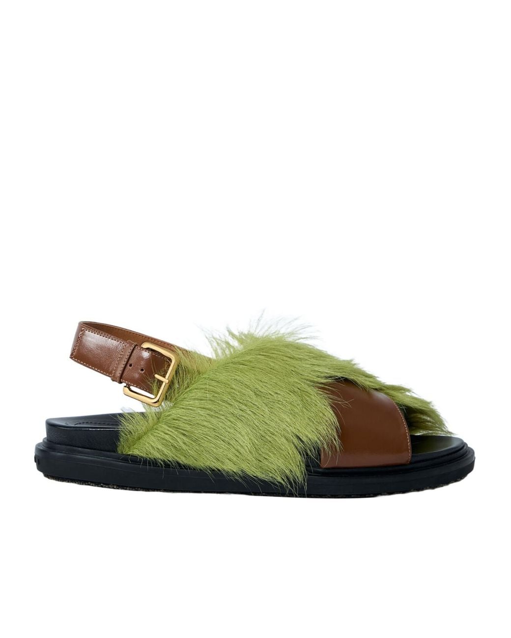 Marni Green Crossover Strap Fussbett Sandals