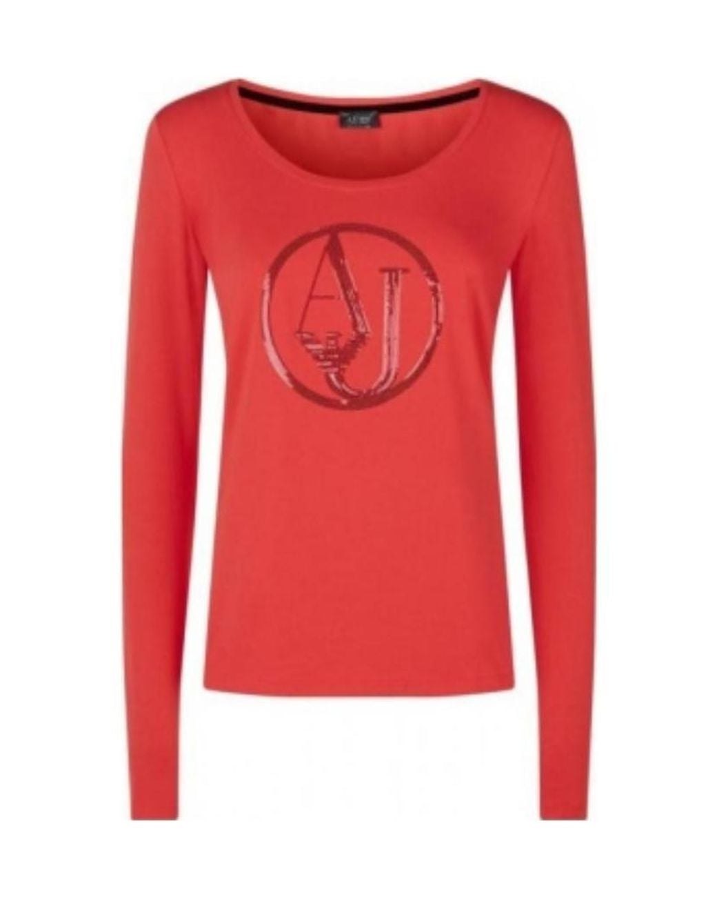 Armani Jeans Red Crew-Neck Logo T-Shirt