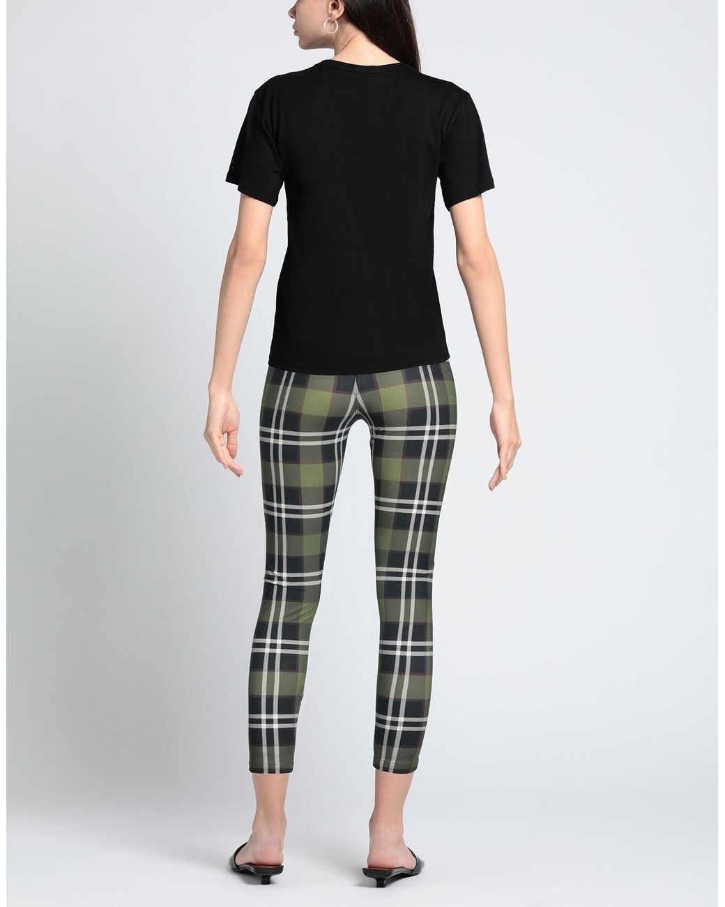 Burberry Green Plaid Stretch Pants