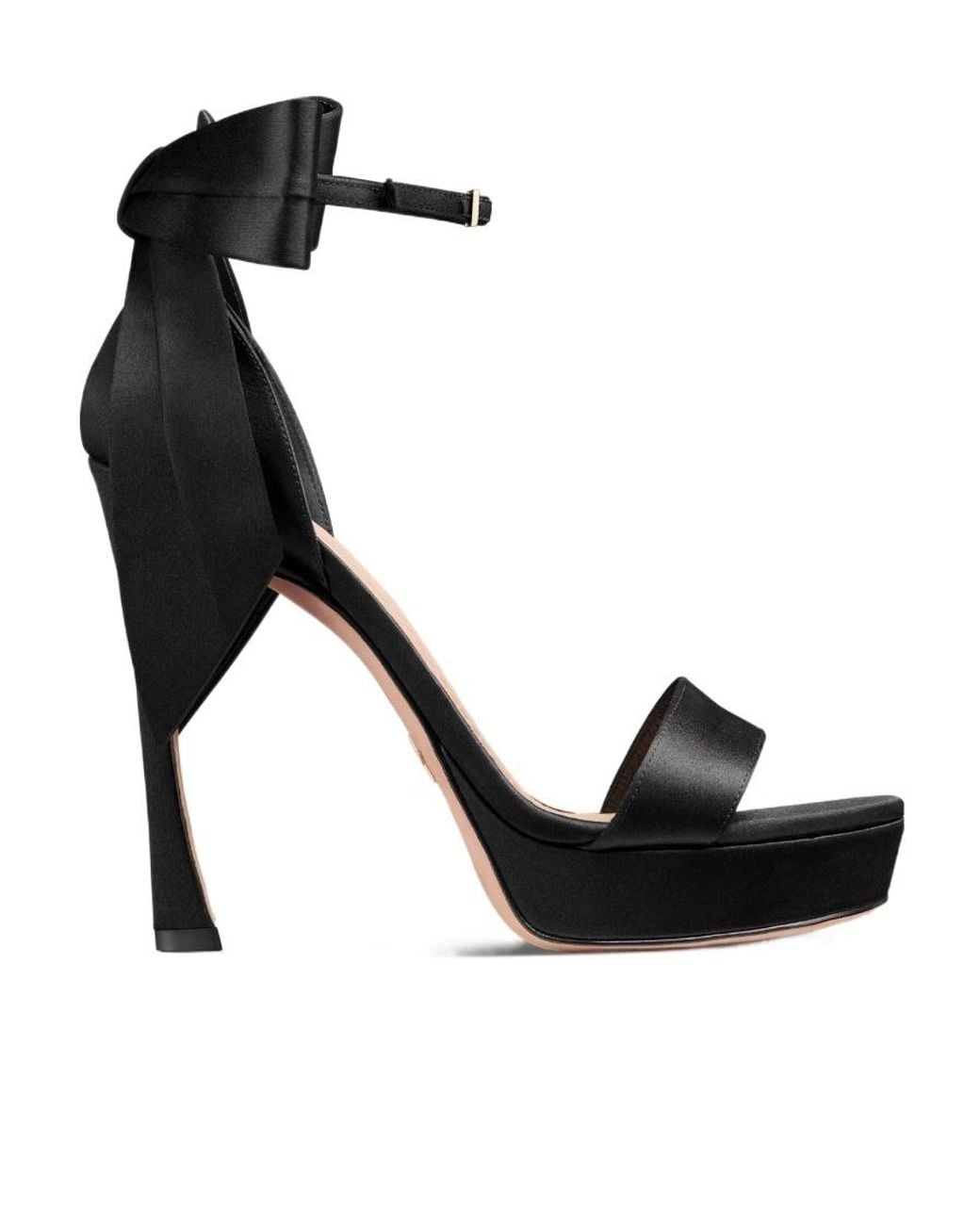 Dior Black Christian Bow-Detail Satin Platform Sandals