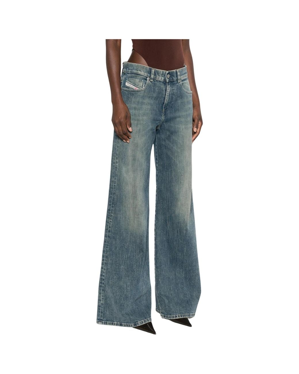 DIESEL Blue Faded Flared Jeans