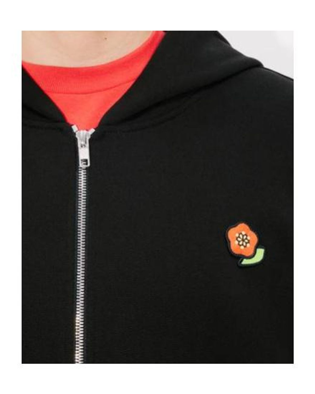 KENZO Black Pop' Embroidered Zipped Hoodie for men