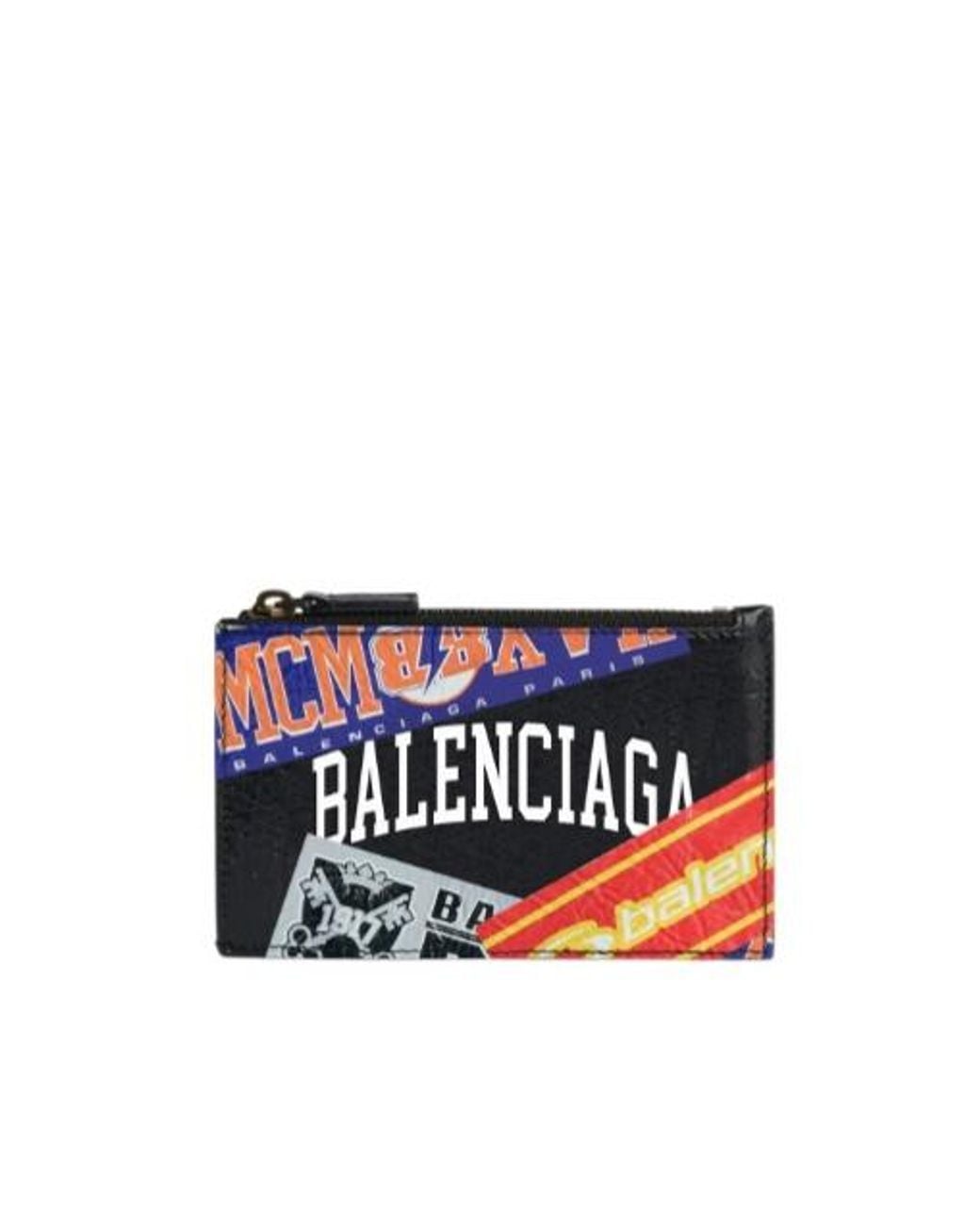 Balenciaga White Logo Printed Zip Pouch Wallet for men