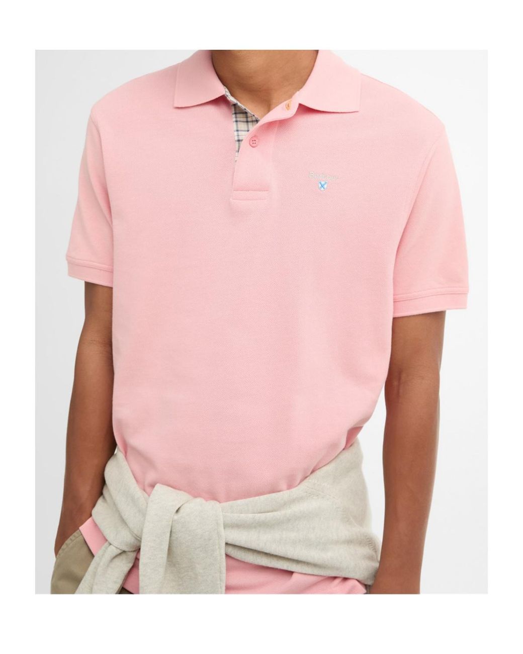 Barbour Pink Button-Down Short-Sleeved Polo Shirt for men