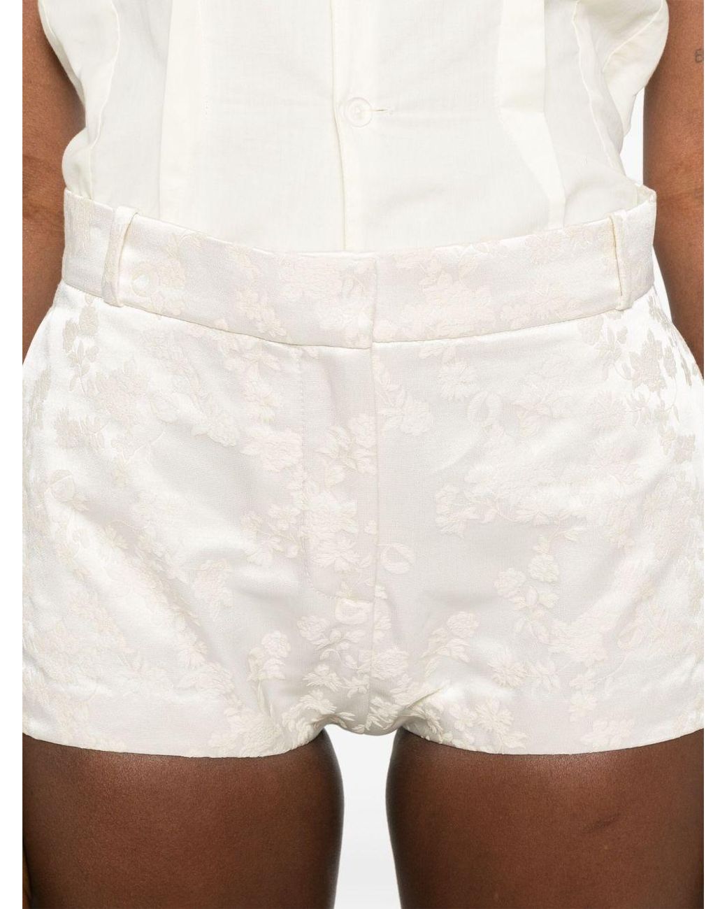 Coperni White Floral-Jacquard Shorts