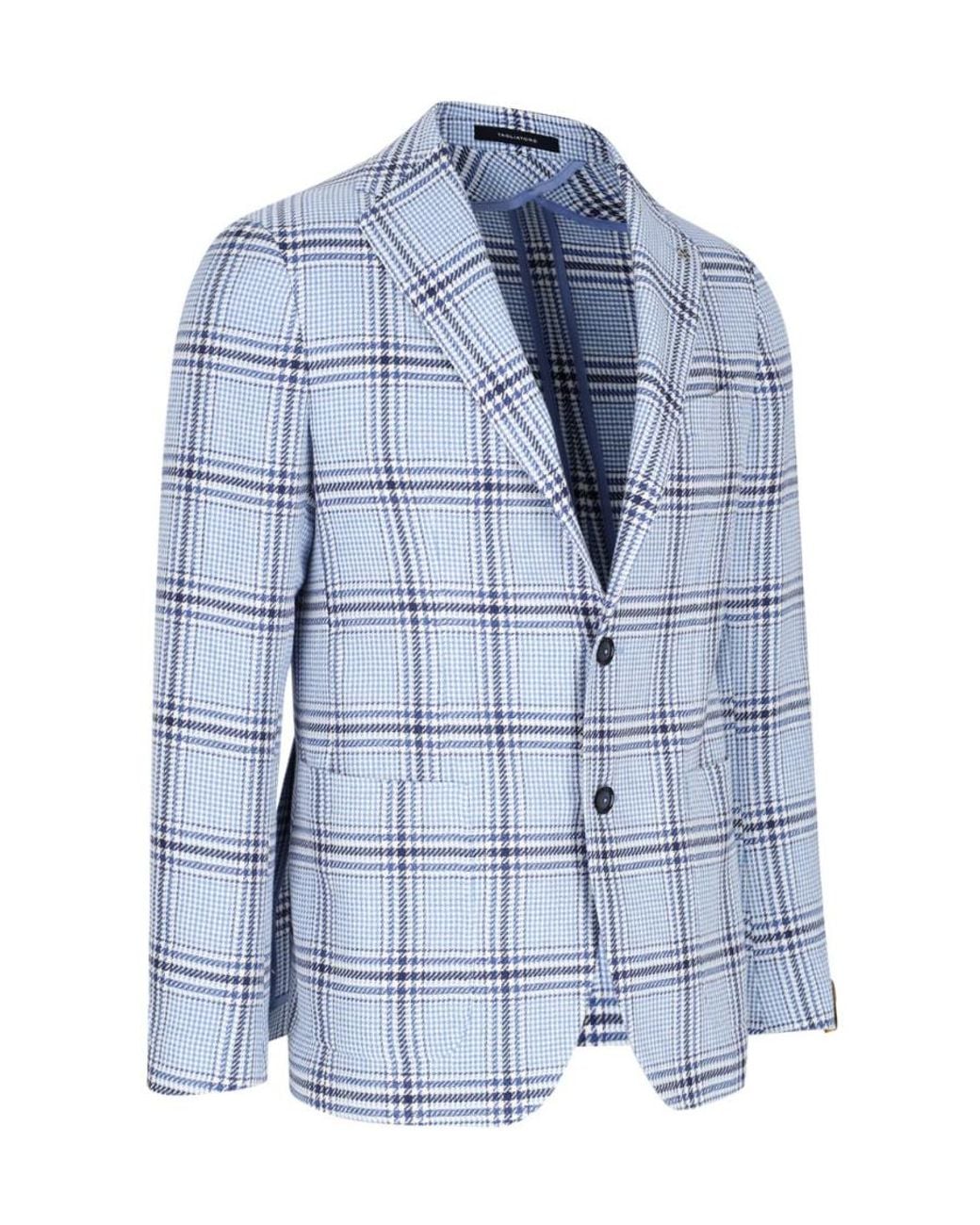 Tagliatore Blue Checkered Single-Breasted Blazer for men
