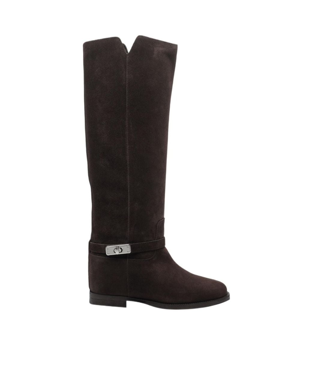 Via Roma 15 Black Padlock Knee-High Boots