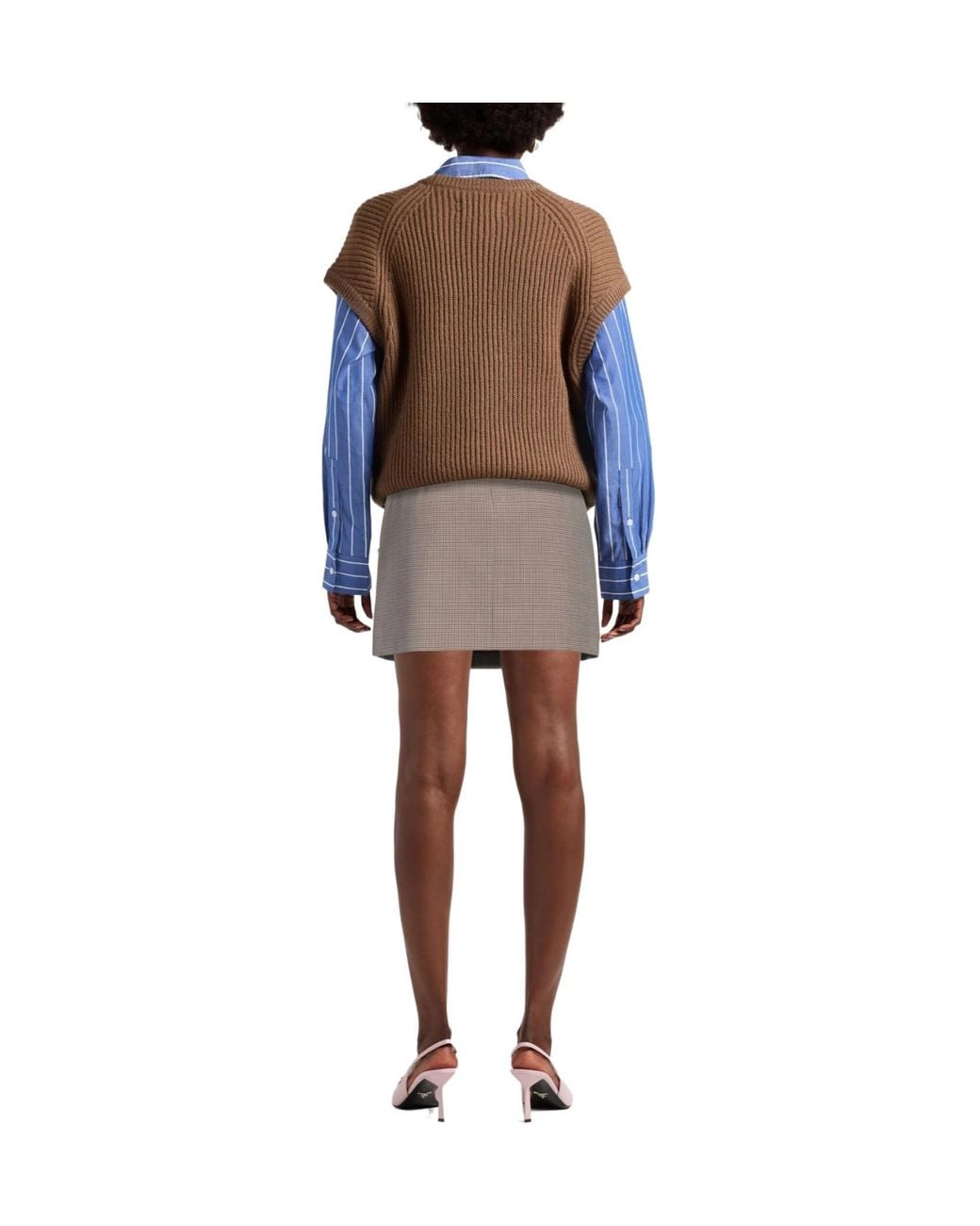 Sportmax Brown Houndstooth Pencil Skirt