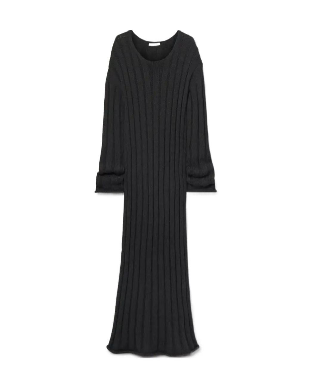 The Row Black Danielas Rib Wool Blended Extra Long Dress