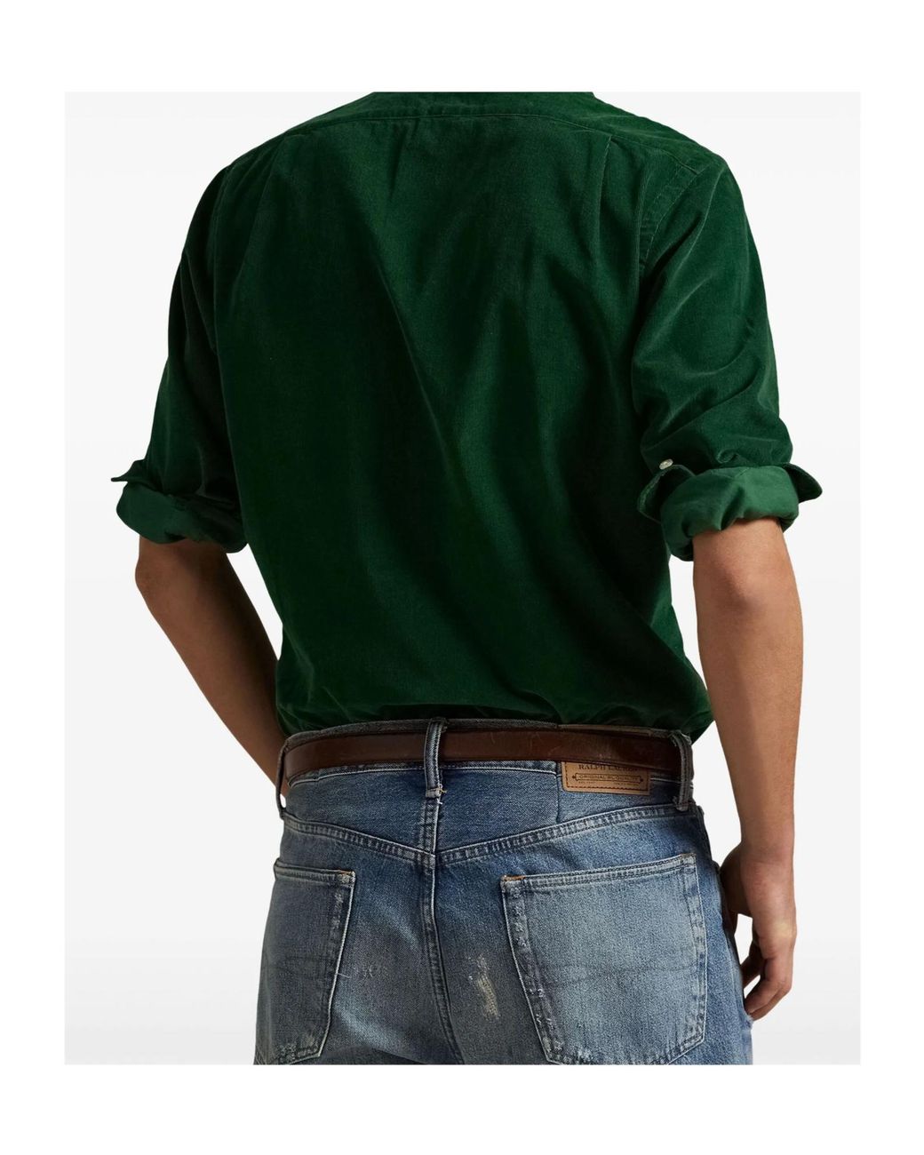 Polo Ralph Lauren Green Pony Embroidered Corduroy Shirt for men
