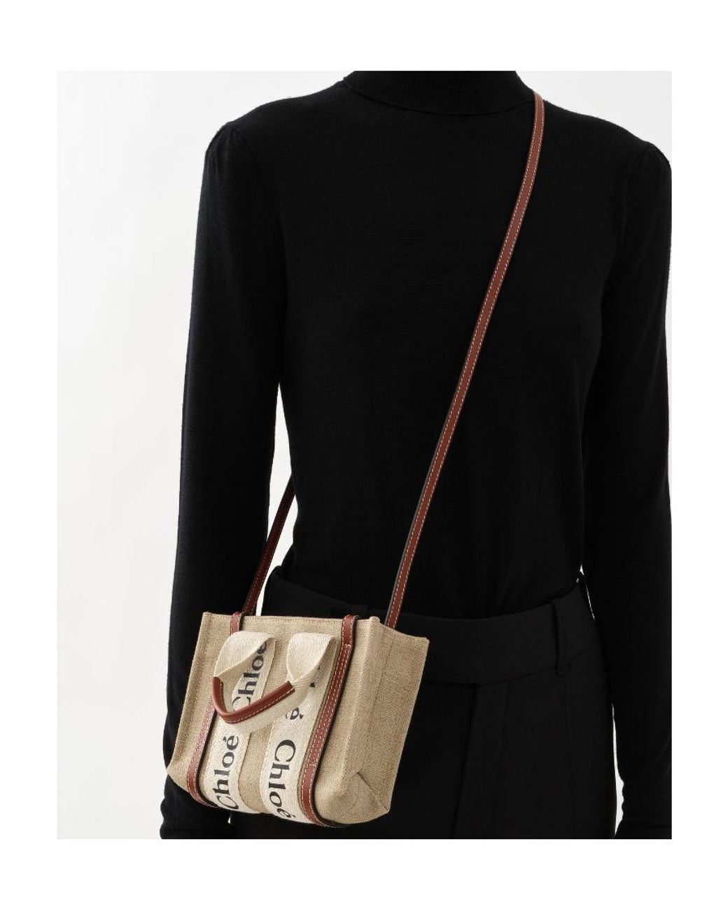 Chloé Metallic Chloé Woody Logo Printed Mini Tote Bag