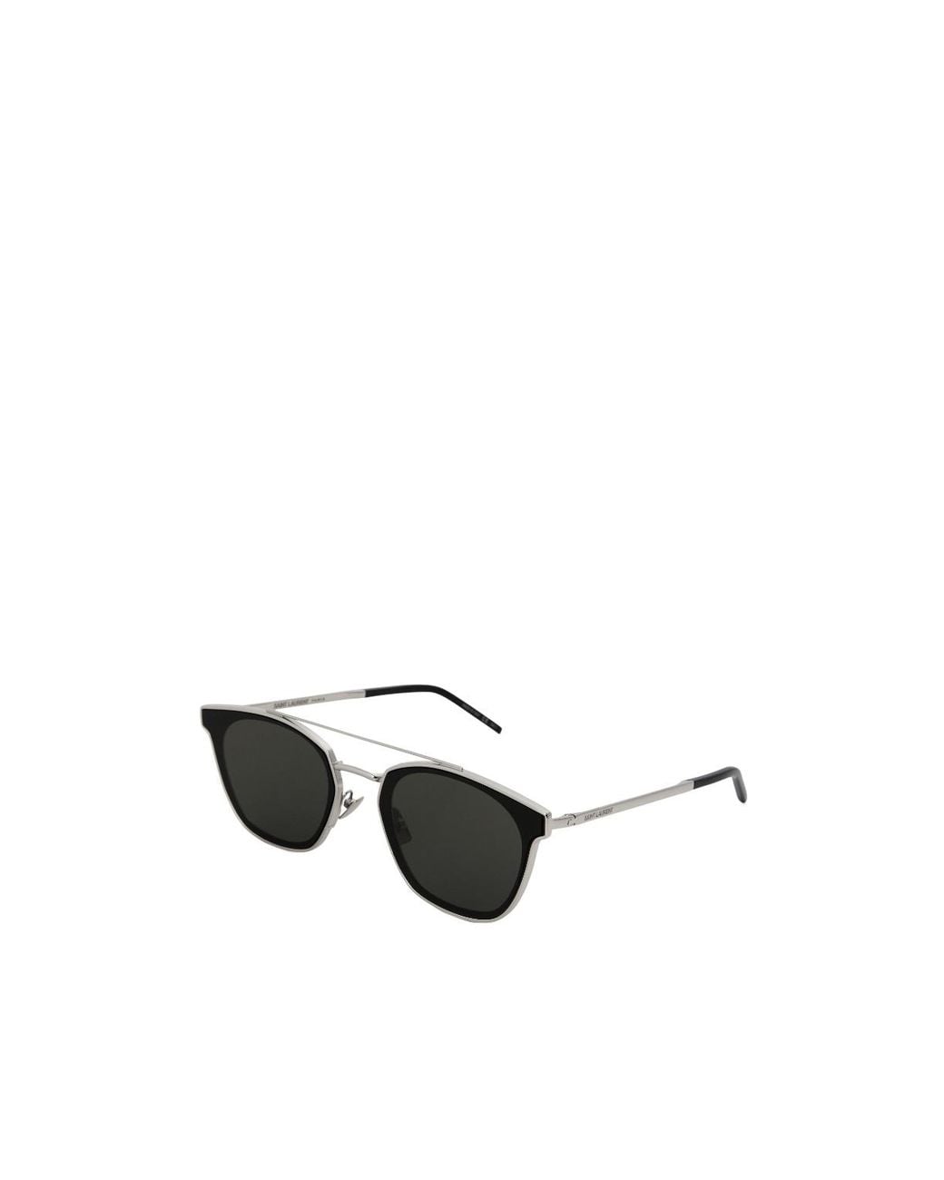 Saint Laurent White Square Double-Bridge Sunglasses for men