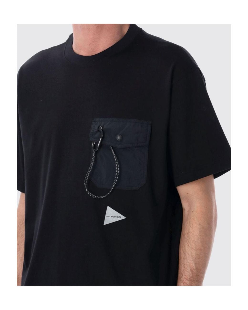 And Wander Black Carabiner Pocket T-Shirt for men